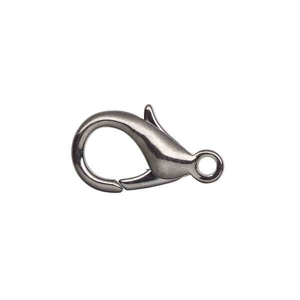 Clasp, lobster claw, gunmetal-plated brass, 19x12mm. Sold per pkg of 10. image number 0