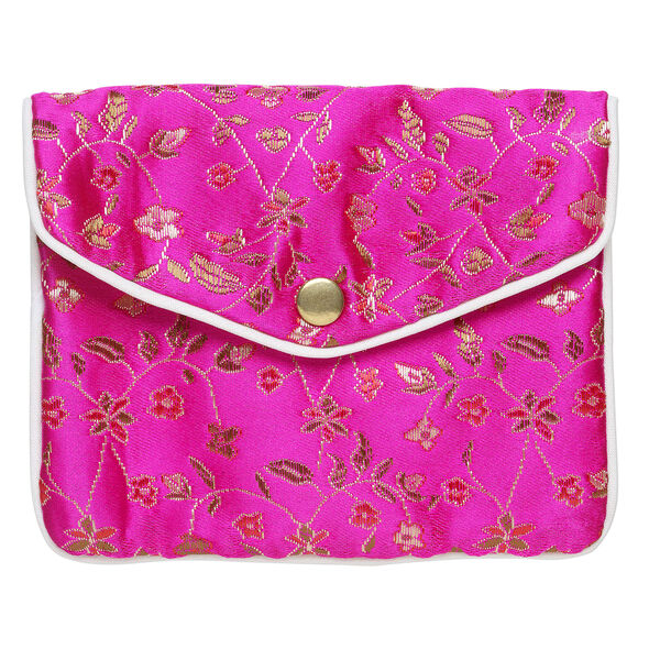 Pouch 1pkg3 rayon and silver-finished steel, multicolored, 4.75x4-inch floral brocade. image number 2
