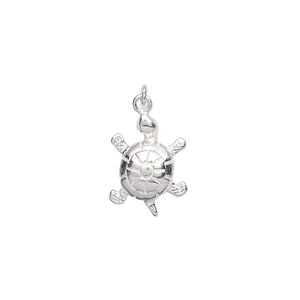 Charm, sterling silver, 15x11mm turtle. Sold per pkg of 2.