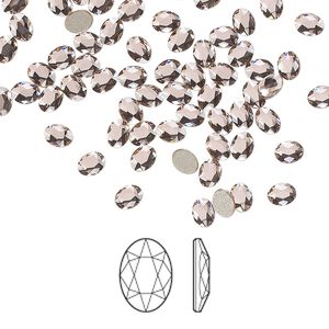 Flat back 288pk vintage rose foil back, Swarovski® 4x3mm oval 2603