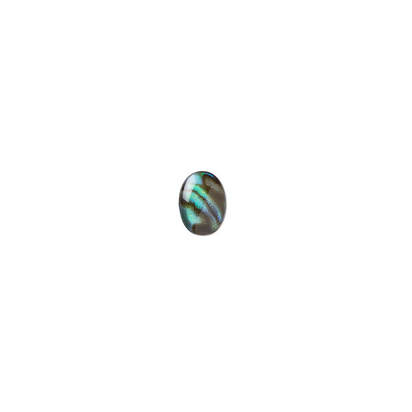 Cabochon, paua shell (coated), 7x5mm calibrated oval, Mohs hardness 3-1/2. Sold per pkg of 10. image number 0