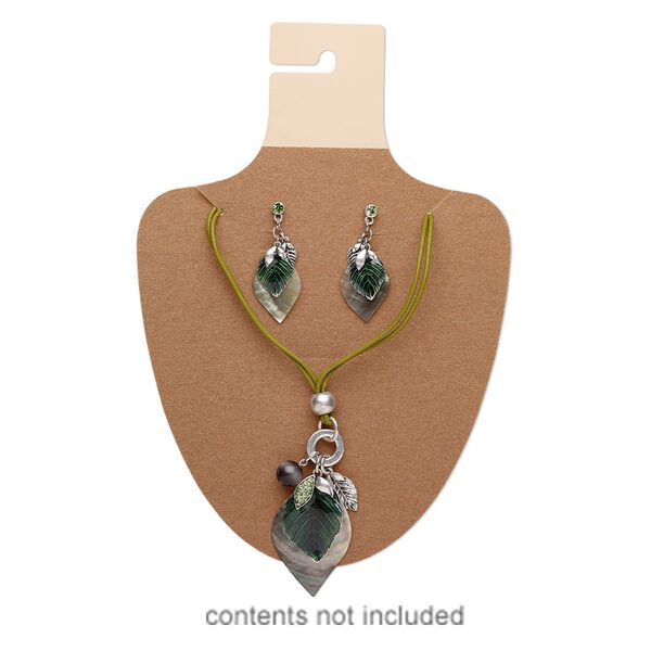 Necklace / earring card, flocked plastic, camel, 9-1/2 x 6-1/2 inches. Sold per pkg of 10. image number 1