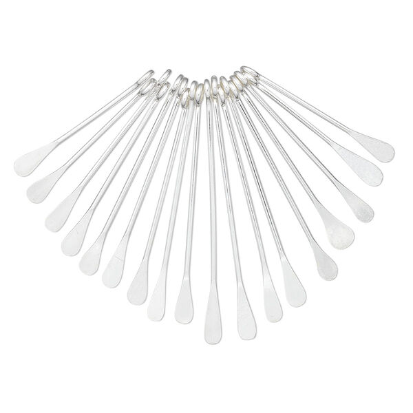Drop, sterling silver, 3/4 to 1-1/4 inch graduated paddle pin. Sold per 18-piece set. image number 0