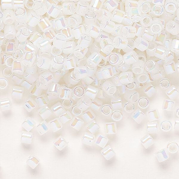 Seed bead, Delica®, glass, pkg/7.5g, #8 round, opaque rainbow opal (DBL-0222). image number 0