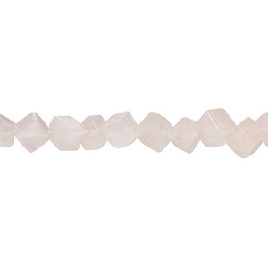 Rose quartz 1pkg1, diagonally drilled cube bead natural, 15 inch 7-9mm