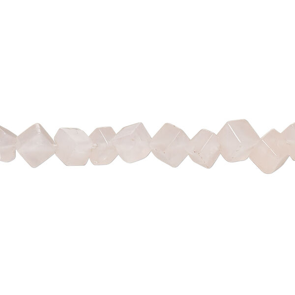 Rose quartz 1pkg1, diagonally drilled cube bead natural, 15 inch 7-9mm image number 0