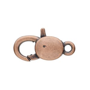 Clasp lobster claw 1pkg6 copper-plated "pewter" (zinc alloy), 24.5x12.5mm double-sided, antique 1-strand