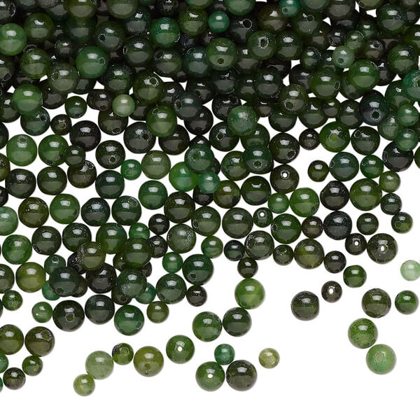Quartz 1pkg2oz, round bead, medium to dark green 2-3mm image number 0