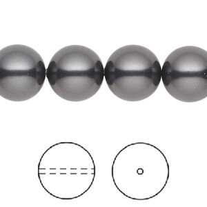 Pearl 10pk black, Crystal Passions® 12mm round 5810
