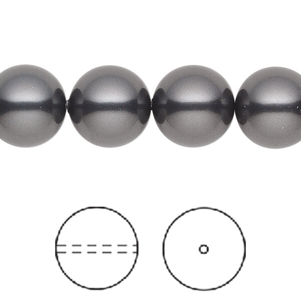 Pearl 10pk black, Crystal Passions® 12mm round 5810 image number 0