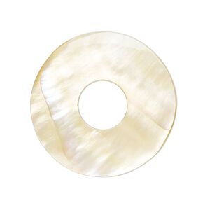 Focal, gold lip shell (natural), 30mm hand-cut single-sided donut. Sold individually.