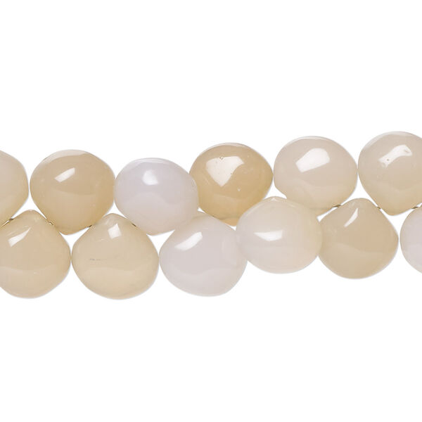 Bead, peach and purple chalcedony (dyed), light, 8-9mm hand-cut top-drilled puffed teardrop with 0.4-1.4mm hole, C- grade, Mohs hardness 6-1/2 to 7. Sold per 8-inch strand. image number 0