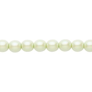 Bead, Czech pearl-coated glass druk, opaque iridescent light green, 6mm round. Sold per 15-1/2" to 16" strand.