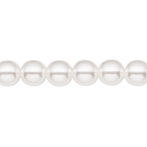 Bead, Czech pearl-coated glass druk, opaque white, 8mm round. Sold per 15-1/2" to 16" strand. image number 0