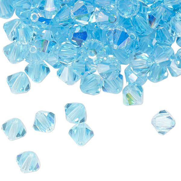 Bead 144pk aqua bohemica AB, Preciosa Czech crystal 6mm bicone image number 0