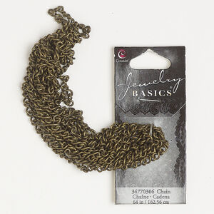 Chain 1pkg1 figure 8, 3.5mm, antique brass-finished steel 64 inch unfinished