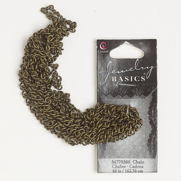 Chain 1pkg1 figure 8, 3.5mm, antique brass-finished steel 64 inch unfinished image number 0