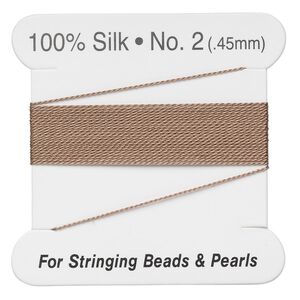 Thread, silk, beige, size #2. Sold per 2-meter card.