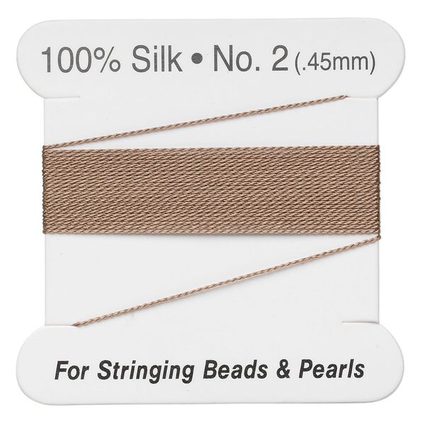 Thread, silk, beige, size #2. Sold per 2-meter card. image number 0