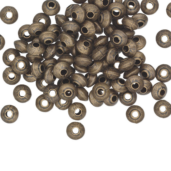Bead, antique gold-plated brass, 5x3mm saucer. Sold per pkg of 100. image number 0