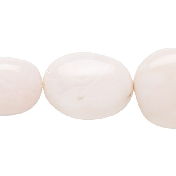 Pink opal 1pkg1, hand-cut puffed oval bead natural 8 inch graduated 17x13mm-26x20mm image number 0