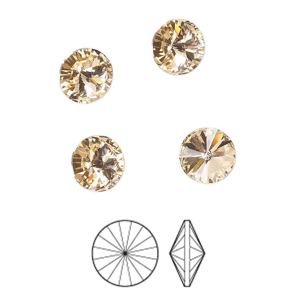 Chaton 8pk light peach foil back, Preciosa MAXIMA Czech crystal rhinestone 8.16-8.41mm rivoli SS39 image number 0