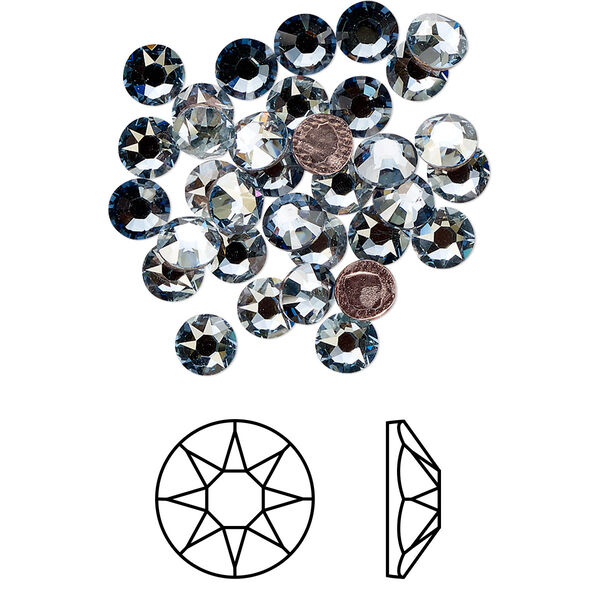 Flat back 144pk crystal blue shade foil back, Crystal Passions® hotfix rhinestone 4.6-4.8mm rose round SS20 2078HF image number 0