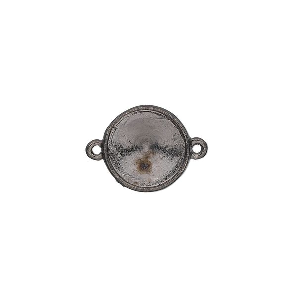 Link, Almost Instant Jewelry®, gunmetal-plated pewter (tin-based alloy), 14mm round with 12mm rivoli setting. Sold individually. image number 0