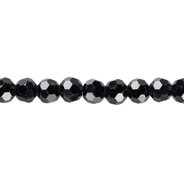 Bead 1pk 32 facets opaque black, Celestial Crystal® 6mm round 15.5-16 inch image number 0