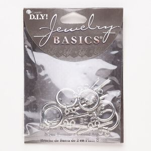 Clasp toggle 1pkg8, 17mm round, antique silver-finished brass 2-strand