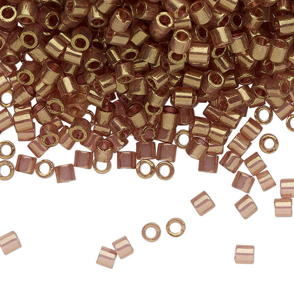 Seed bead, Delica®, glass, pkg/7.5g, #8 round, translucent gold luster light topaz (DBL-0115). image number 0