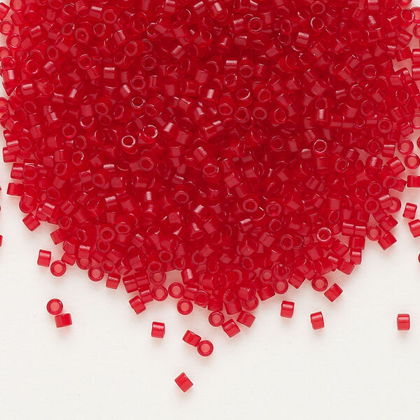 Seed bead, Delica®, glass, pkg/250g, #11 round, translucent matte red red (DB-0774). image number 0