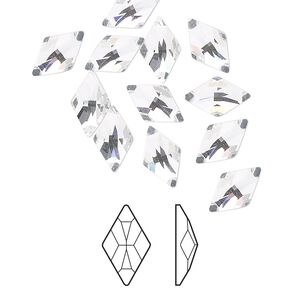 Flat back 12pk crystal foil back, Crystal Passions® 10x6mm rhombus 2709