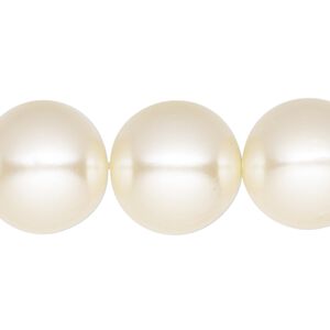 Bead, acrylic pearl, opaque cream, 16-18mm round with 0.7mm hole. Sold per 28-inch strand.
