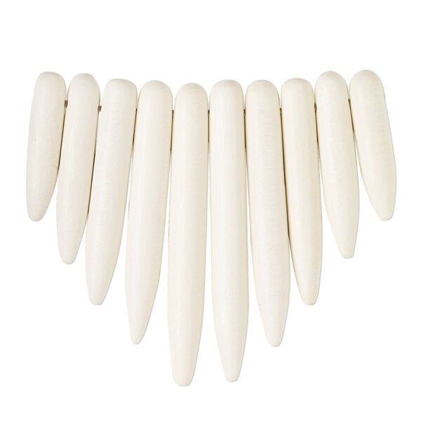Focal, Taiwanese cheesewood (dyed / waxed), white, 20x5mm-41x5mm graduated fan spike. Sold per 10-piece set. image number 0