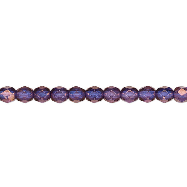 Bead, Czech fire-polished glass, purple and gold, 4mm faceted round. Sold per pkg of 1,200 (1 mass). image number 0