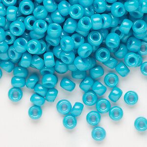 Seed bead, Miyuki, glass, pkg/25g, #6 rocaille, opaque outside dyed turquoise green, (RR-1483).