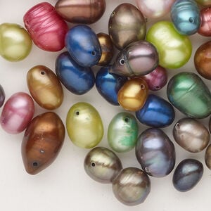 Freshwater pearl 1pkg2oz, top-drilled rice mixed colors 5x4mm-14x9mm cultured mix