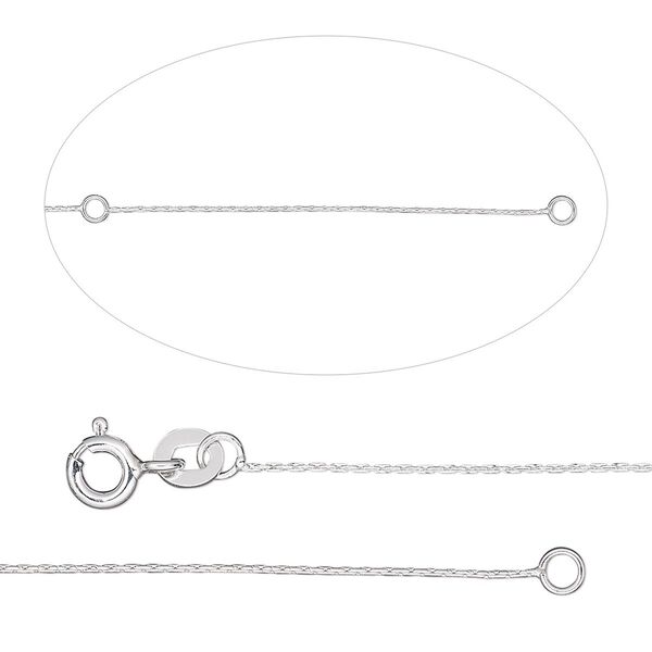 Chain, Gossamer™, sterling silver, 0.5mm round cable, adjustable at 16 and 18 inches  with springring clasp. Sold individually. image number 0