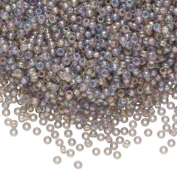 Seed bead, Preciosa Ornela Czech glass, pkg/500g, #11 rocaille, translucent solgel dyed rainbow grey, (41141). image number 0