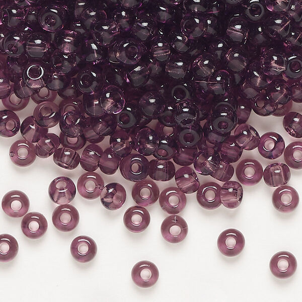 Seed bead, Preciosa Ornela, glass, transparent amethyst, #6 rocaille. Sold per 50-gram pkg. image number 0