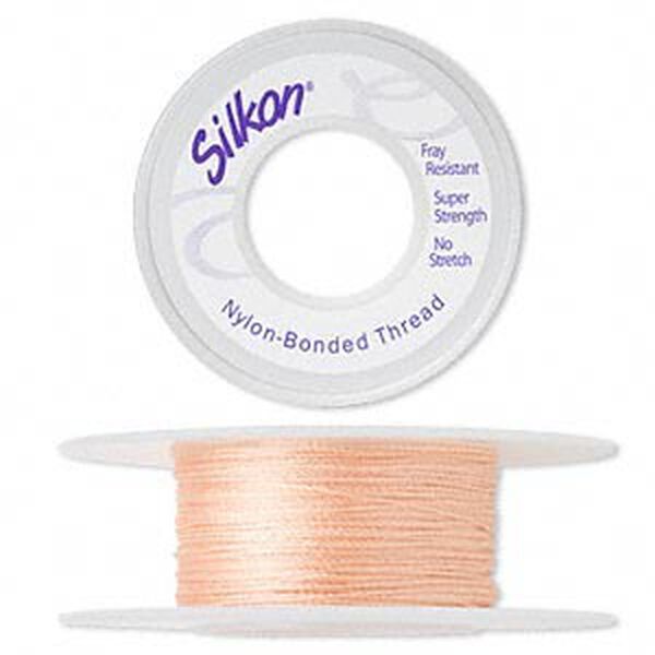 Thread, Silkon®, bonded nylon, lightweight #1, peach. Sold per 20-yard spool. image number 0