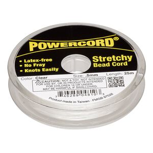 Cord, Powercord®, elastic, clear, 0.5mm, 4-pound test. Sold per 25-meter spool.