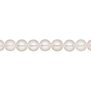 Pearl Akoya cultured saltwater 1pk white, 5.5-6mm round B grade bleached 15.5-16 inch