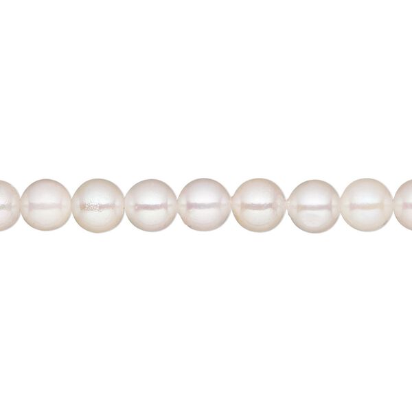 Pearl Akoya cultured saltwater 1pk white, 5.5-6mm round B grade bleached 15.5-16 inch image number 0