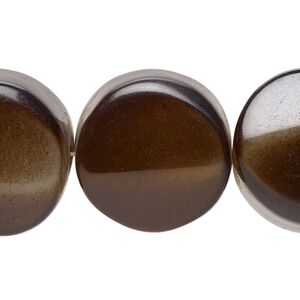 Bead, acrylic, brown and dark brown, 23mm wavy flat round with 0.6-.08mm hole size. Sold per 8-inch strand, approximately 8 beads.
