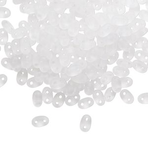 Seed bead, Preciosa Twin™ Czech glass, pkg/250g, 5x2.5mm oval, translucent matte clear, (00050).