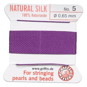 Thread, Griffin, silk, amethyst purple, size #5. Sold per 2-meter card (approximately 78 inches).