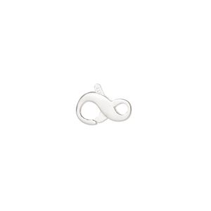 Clasp lobster claw 1pkg1 satin sterling silver, 11.5x7mm infinity, 1-strand
