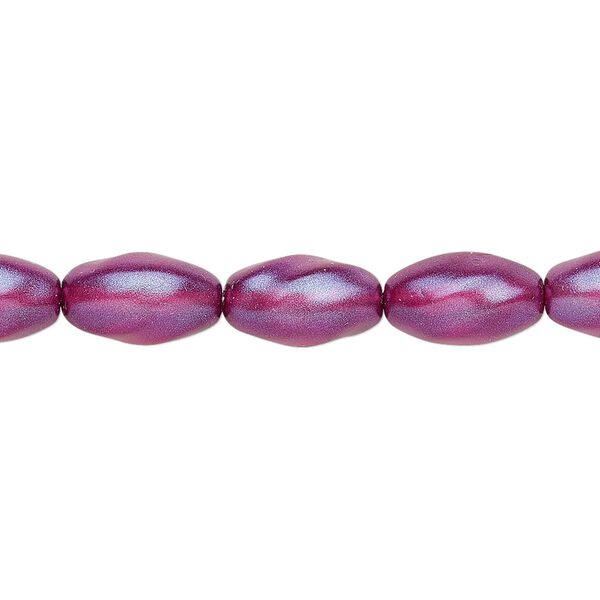 Bead, Czech pressed glass, pearlized purple, 12x7mm oval. Sold per 15-1/2" to 16" strand, approximately 30 beads. image number 0